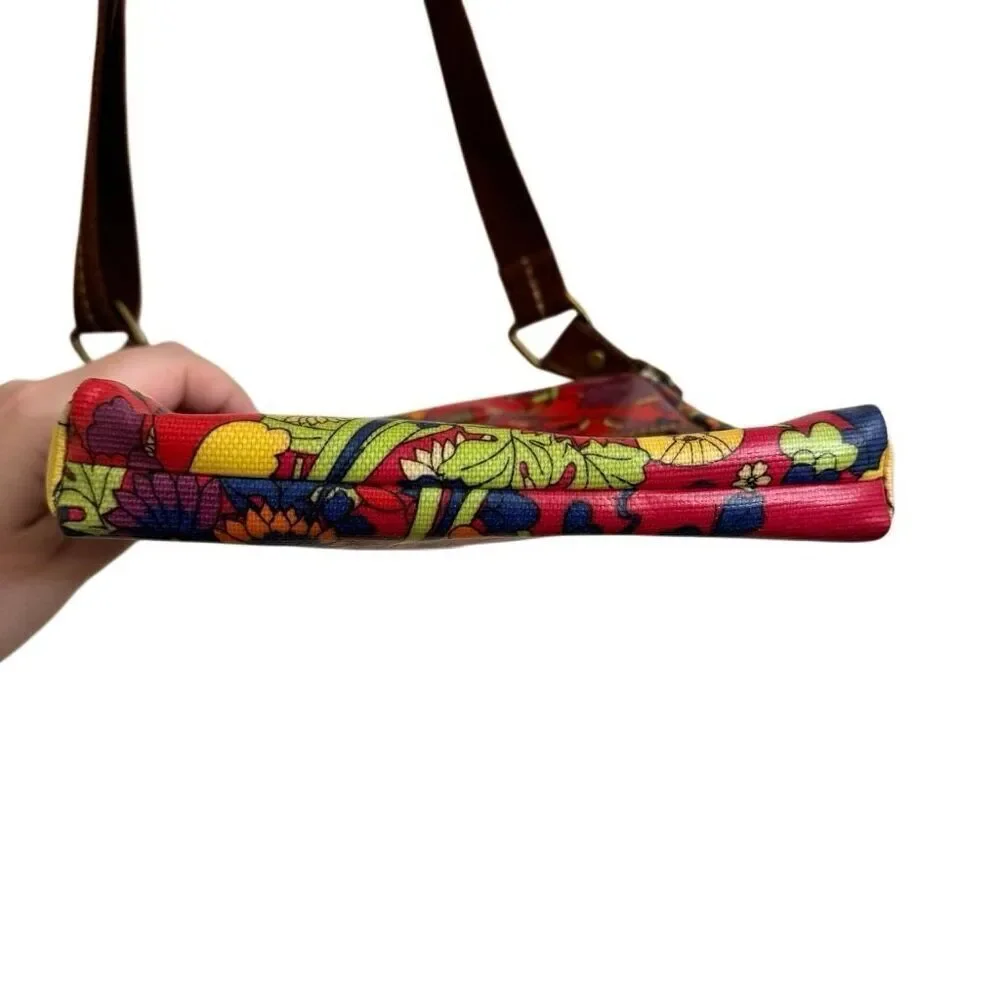 Sakroots Artists Circle Flower Power Coated Crossbody Purse Adjustable Strap